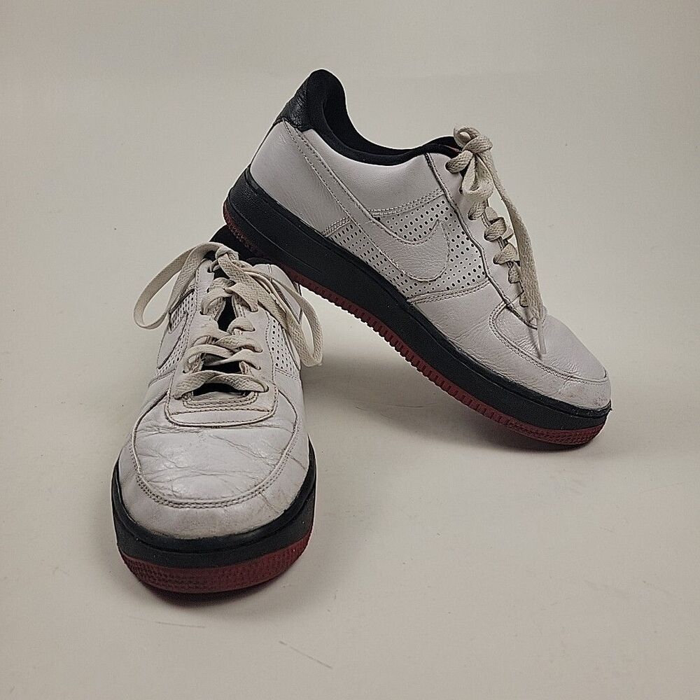 Nike Air Force 1 Low ADV Shoes Sz 7Y White/Blk Leather Top Sneakers 320335-111
